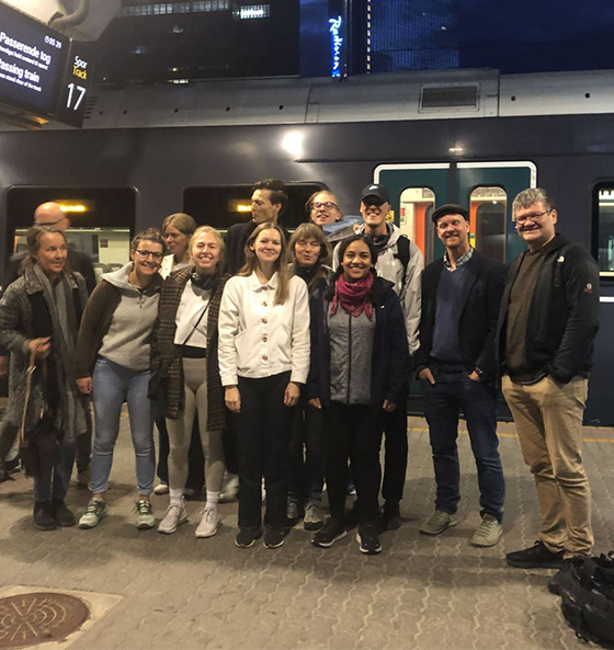 Group of people on a train platform