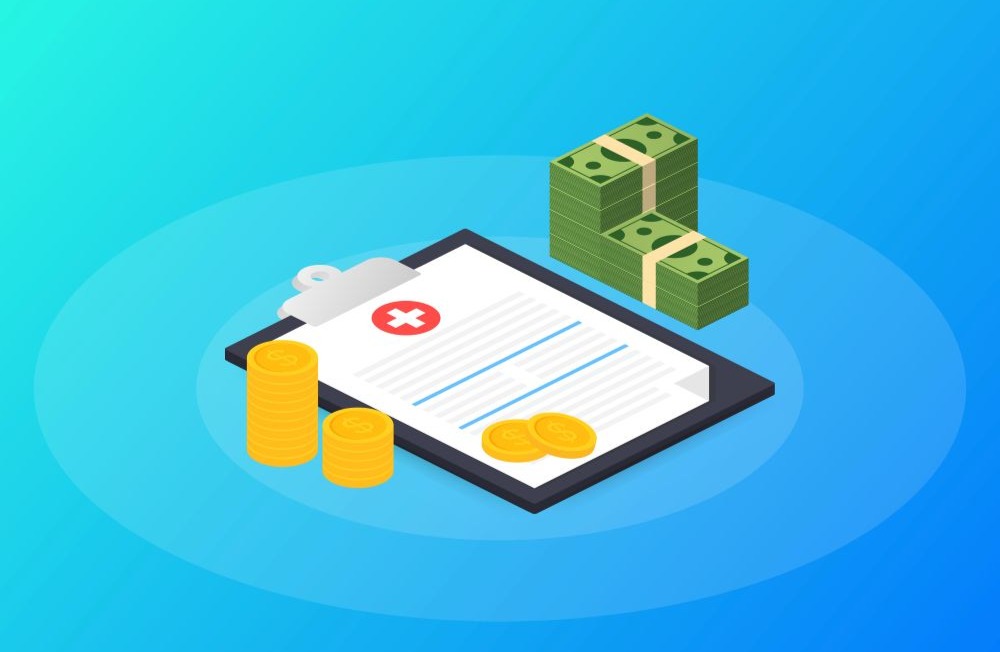 medical bill surrounded by money