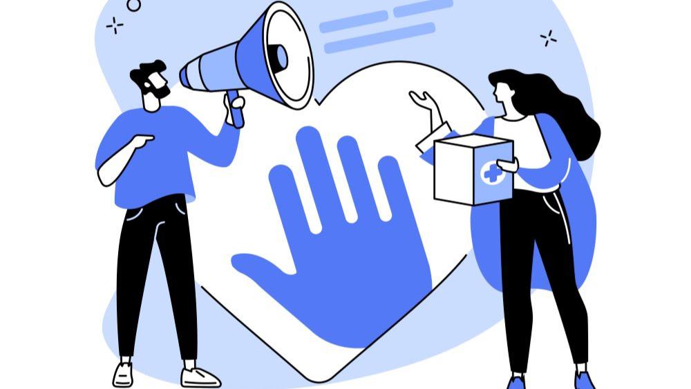 Supporting volunteering abstract concept vector illustration. Community service, public health volunteering, psychological support during outbreak