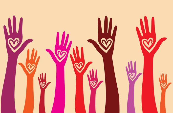 hands reaching up
