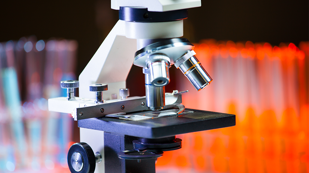 Close up of microscope lenses.