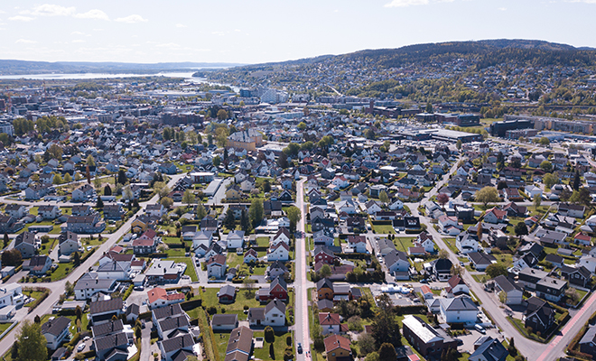 Flybilde av Lillestrøm