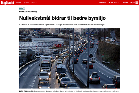 Faksimile av avisartikkel om nullevekstmålet